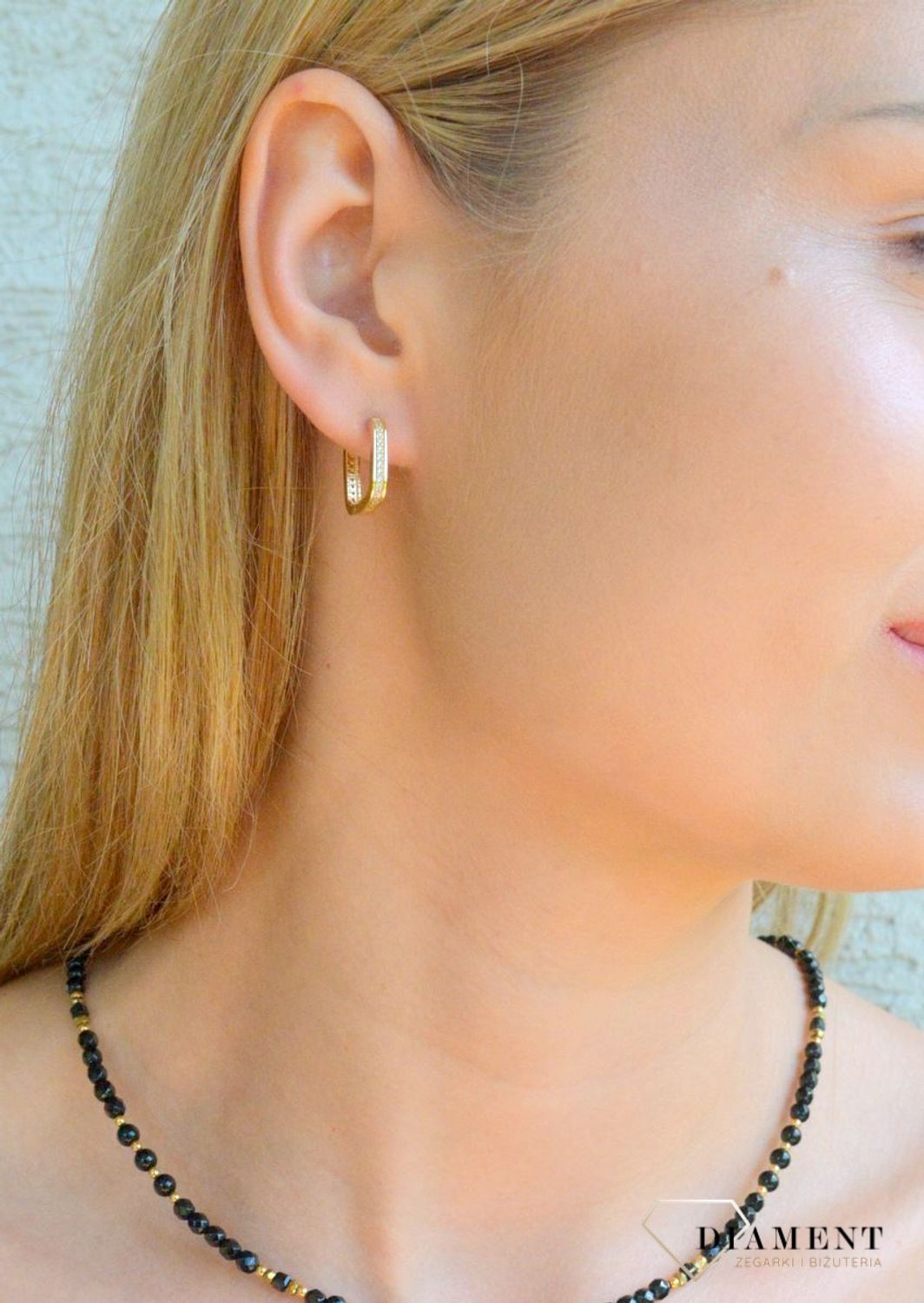 Kolczyki złote wiszące 585 kwadraty z cyrkoniami KL 8970.jpg